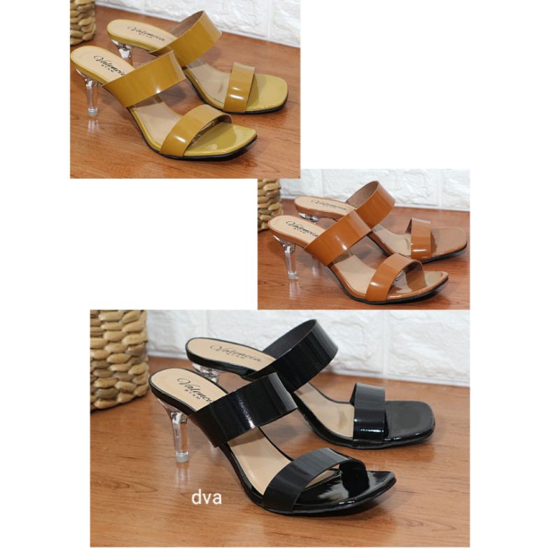 dv HEELS SANDAL KACA HEEL SENDAL MIKA BENING CHARLES PESTA SANTAI WANITA MODEL IMPORT ZARA KOREA