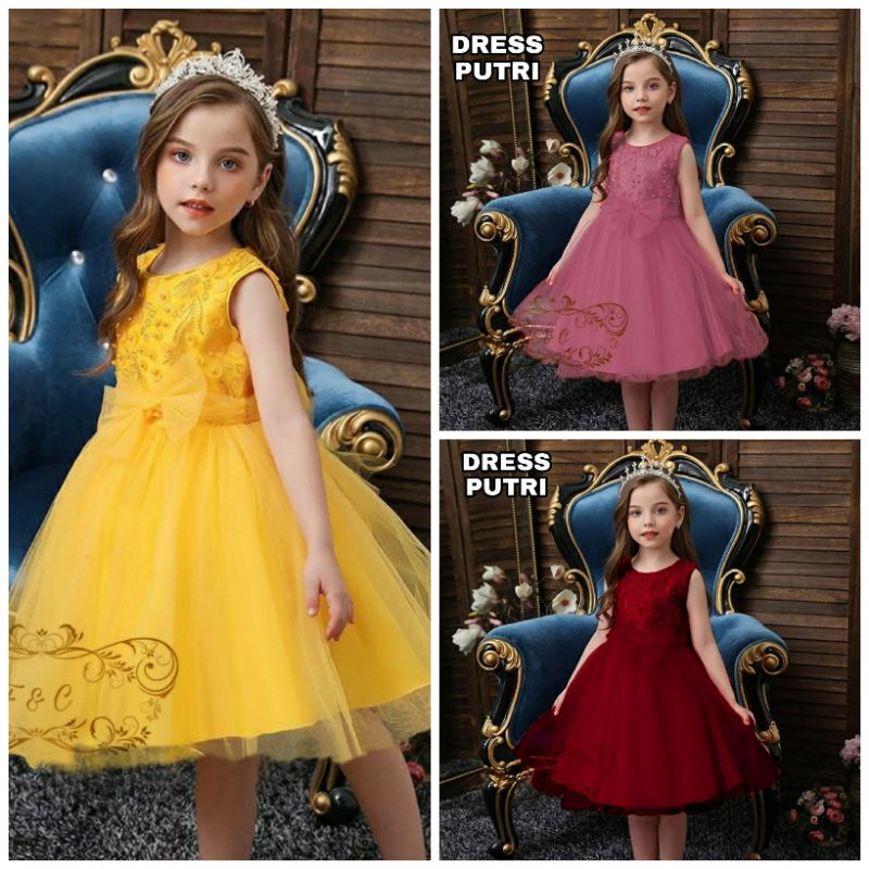 3 UKURAN S M L DRESS PUTRI KID FASHION PAKAIAN ANAK PEREMPUAN FEHM