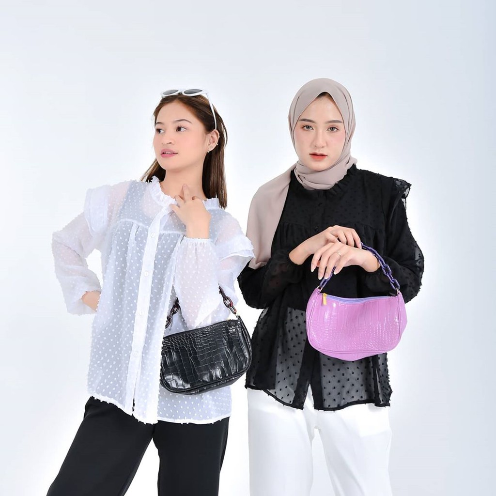 [COD] PAKAIAN WANITA - AL004 SHABIC TOP / ATASAN ORGANZA SELEBGRAM KEKINIAN