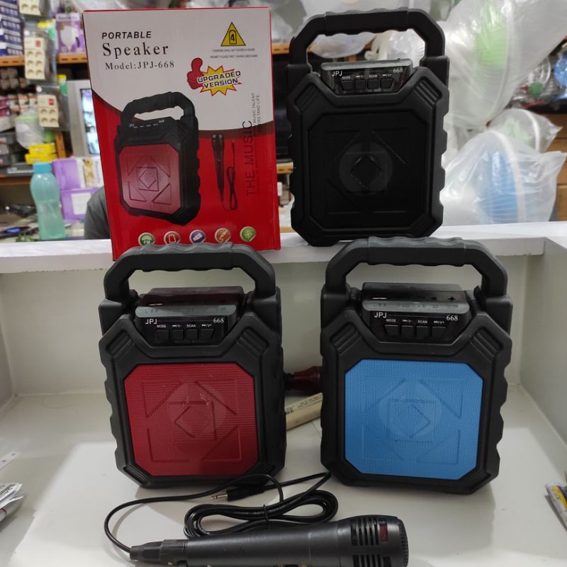 SPEAKER PORTABLE + Mic USB RADIO BLUETOOTH KUALITAS SUARA MANTAP KAROKE KARAOKE