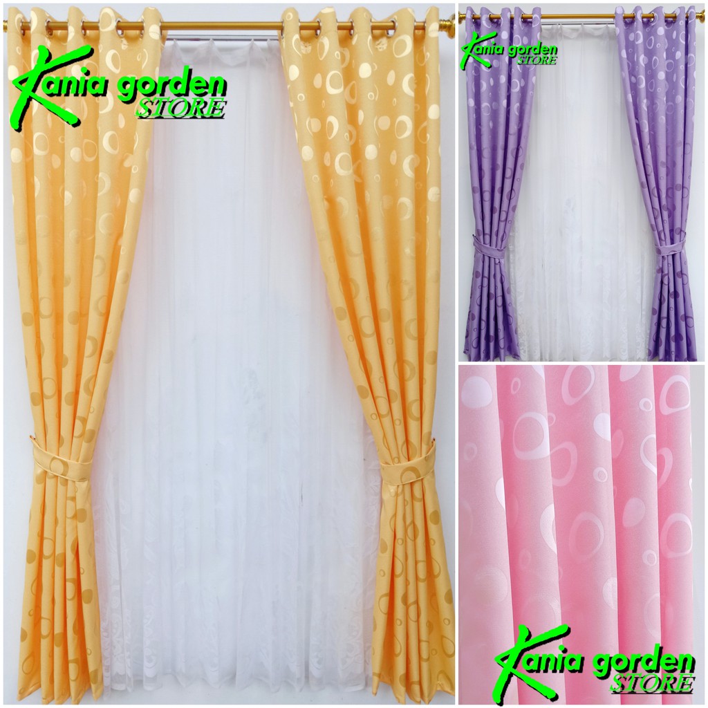 Flash Sale Gorden Pintu Jendela Smockering Minimalis Polkadot Narita Kuning Abu Ungu Hijau Merah Coklat jGOrKdTOMXeGm