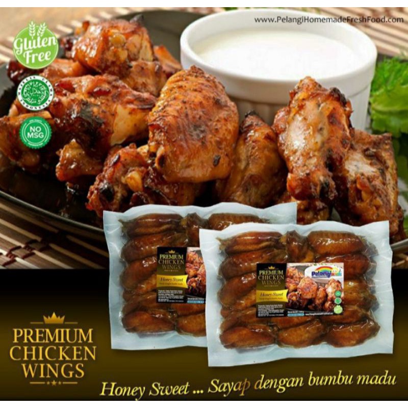 

Chicken Wings Honey Sweet Pelangi / Gluten Free / Non MSG & Pengawet Buatan