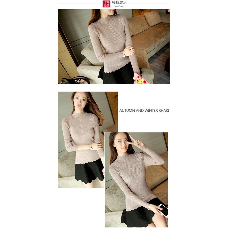 Woman Knit Sweater Import Premium ( Blus Rajut Wanita Kerah Tinggi )