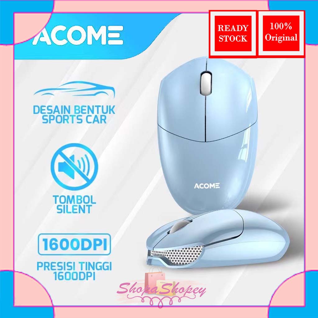 Acome Mouse Wireless Silent Click Desain Sports Car AM200 Garansi Resmi 1 Tahun