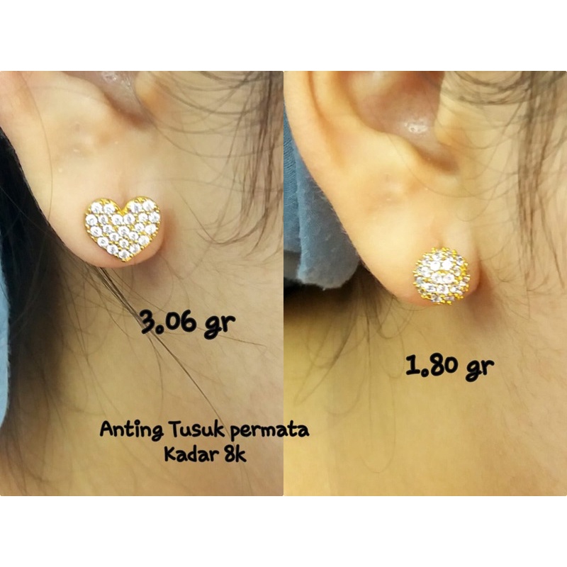 Anting tusuk giwang variasi mata kadar 375/8k