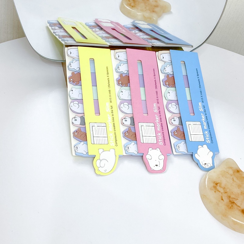 

Sticky Notes Slim WBB / Memo Stick Marker Slim Pembatas Buku WBB We Bare Bears Cartoon Ice Bear Grizz Grizzly Panda Beruang Cute Mini Lucu Note