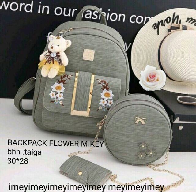 RLY68_Tas Ransel Wanita /Backpack Flower 3in1_Tas Ransel Murah Tanpa Boneka