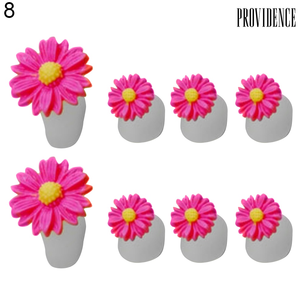Providence 8pcs Pemisah Jari Kaki Bentuk Bunga / Hati / Bulat Bahan Silikon Untuk Nail Art