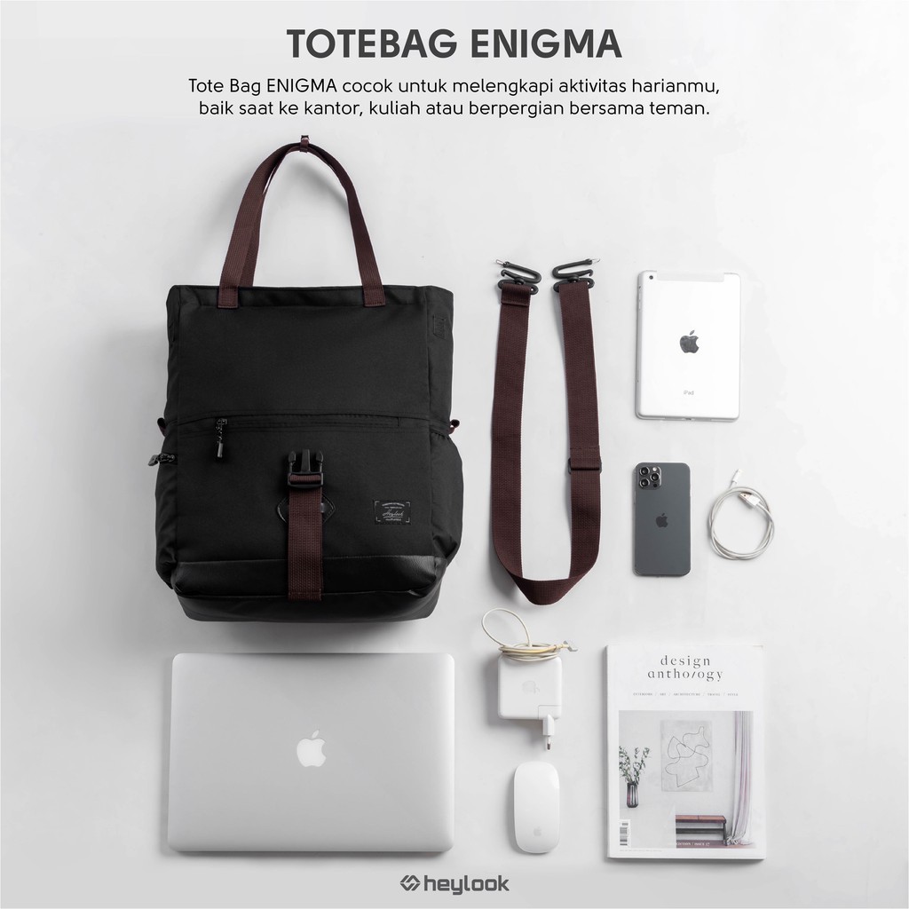 HEYLOOK Project - Tote Bag ENIGMA Tas Selempang Laptop Tas Multifungsi Pria Tas Jinjing Pria Wanita Kuliah