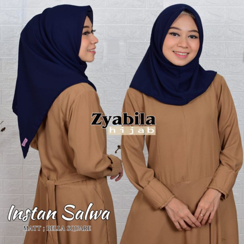 JILBAB Instan salwa PREMIUM 2 lapis bahan Bella POLIKOTON  5 pcs FREE scuba 1pcs