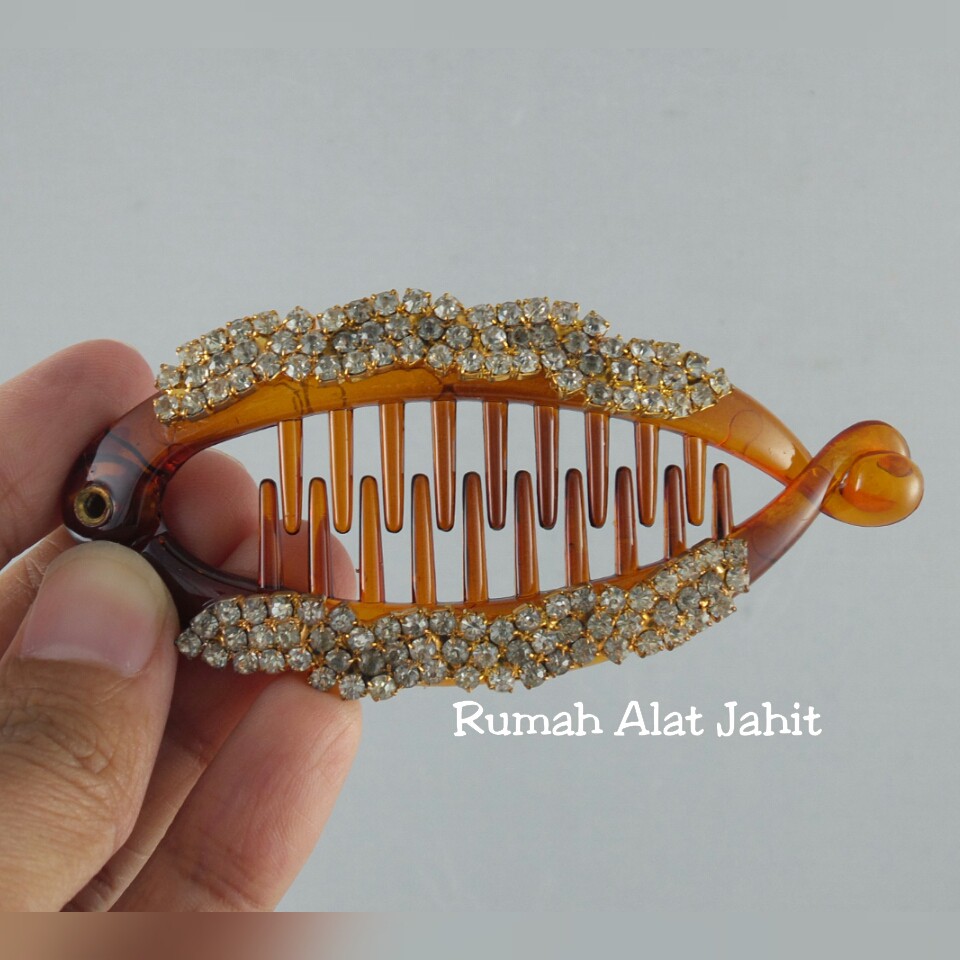 Jepit Rambut Ikan Permata Baris Daun 8cm Model H