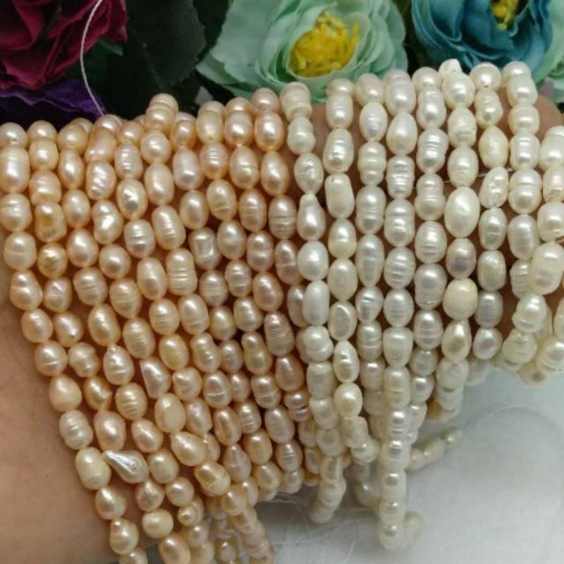 Manik Mutiara Air Tawar Oval 6mm