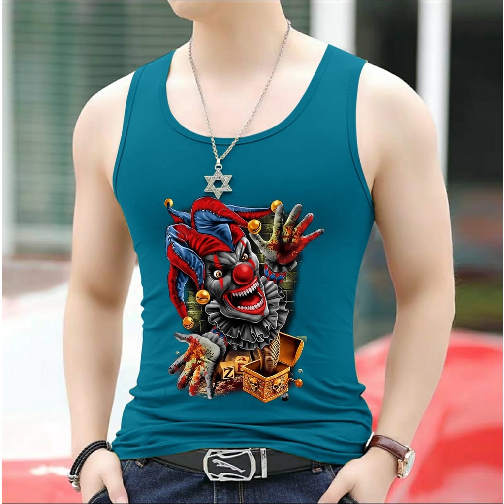 Asgard777 - SINGLET SPANDEX MOTIF CLOWN / kaos cowok / kaos singlet / kaos dalem singlet cowok