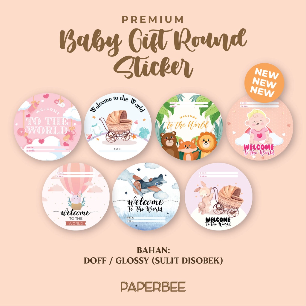 [10 LEMBAR-DOFF] STICKER / STIKER BULAT / KARTU UCAPAN KELAHIRAN BAYI / KARTU UCAPAN BABY NEW BORN / GREETING CARDS BABY GIFT