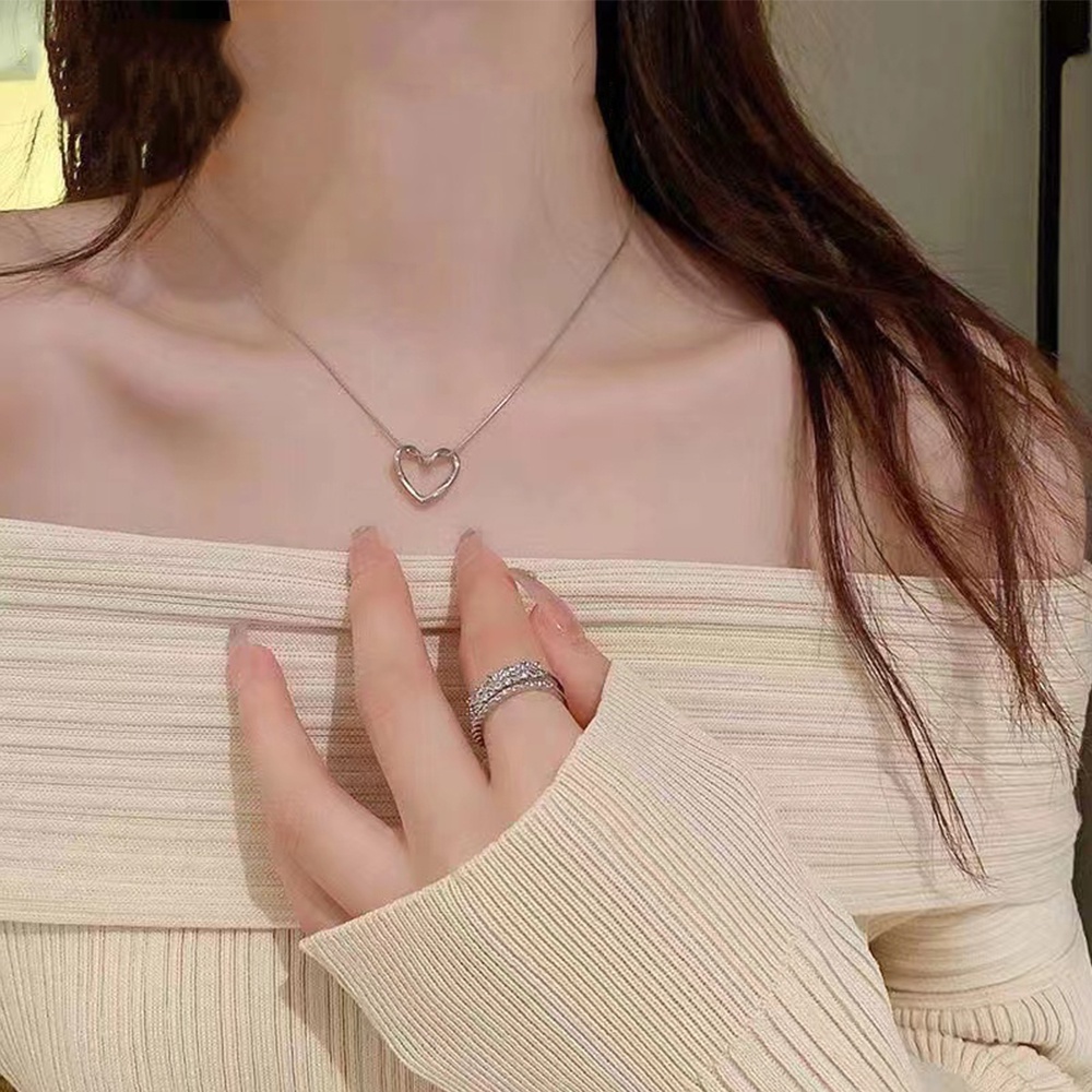 IFYOU Kalung Choker Bentuk Hati Warna Silver Gaya Korea Untuk Wanita