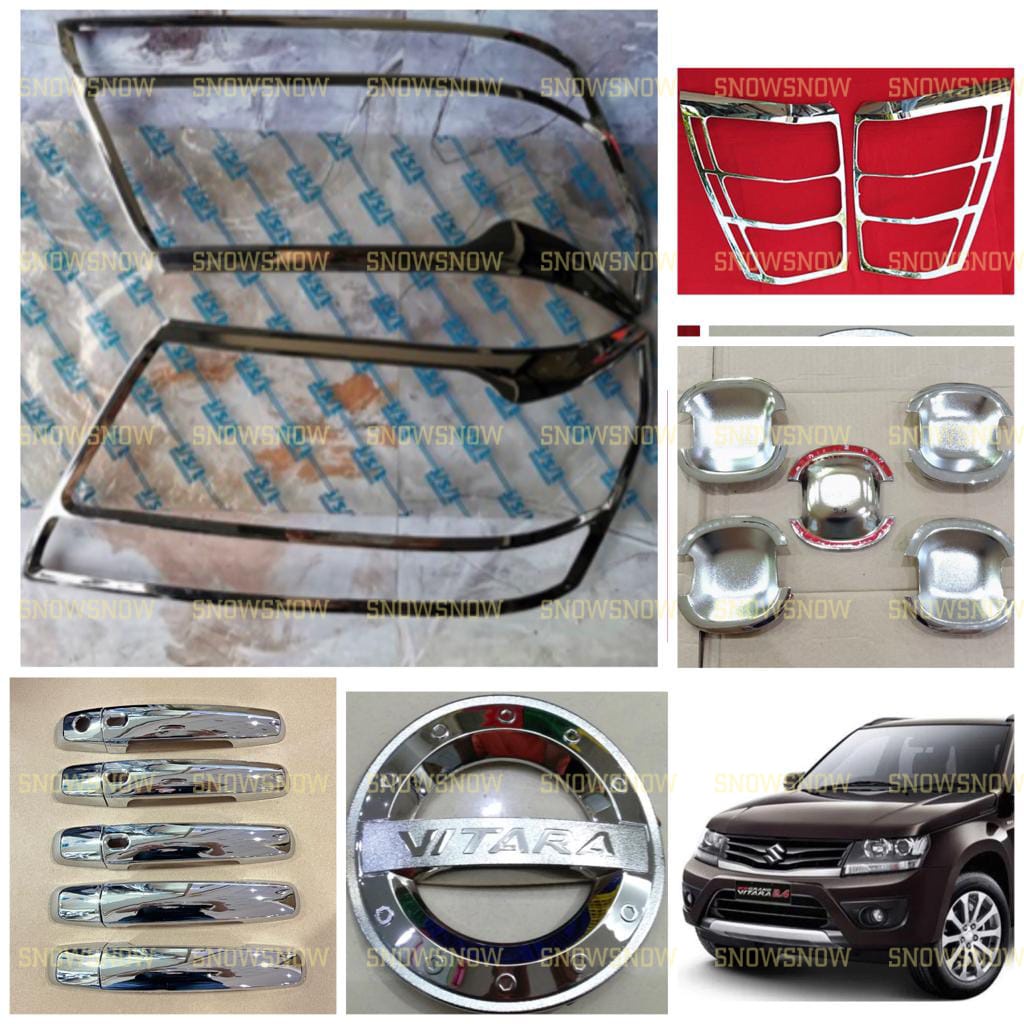 Paket Garnish Depan Belakang Outer Handle Tank Cover Suzuki Grand Vitara Chrome