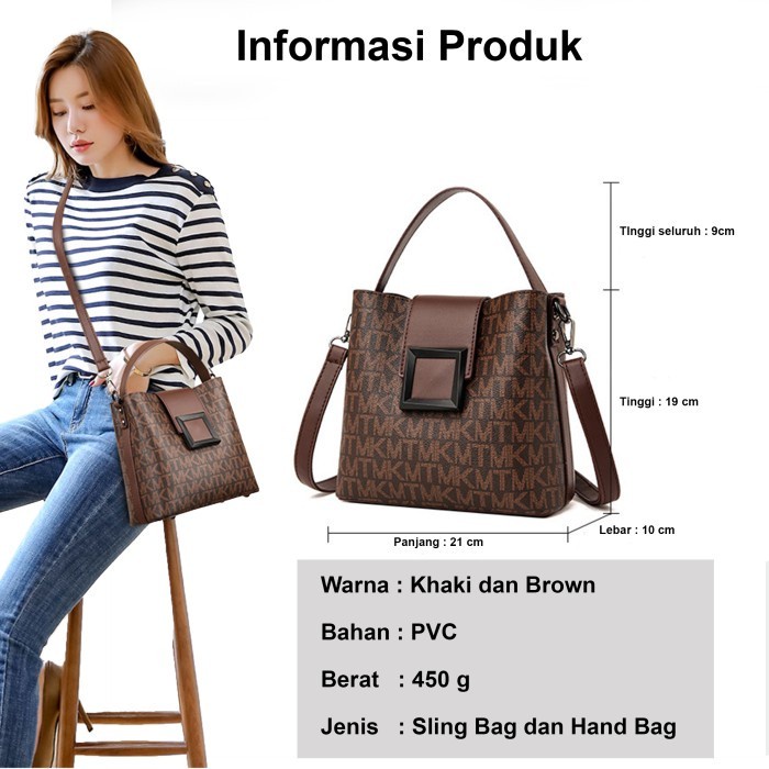 Tas Selempang Hand Bag Sling Bag Wanita Pesta Import Khaki  T 0194 WB