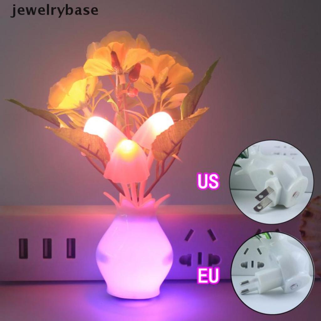 (Base) Lampu Tidur LED Bentuk Pot Bunga Delima Warna-Warni Dengan Sensor Cahaya