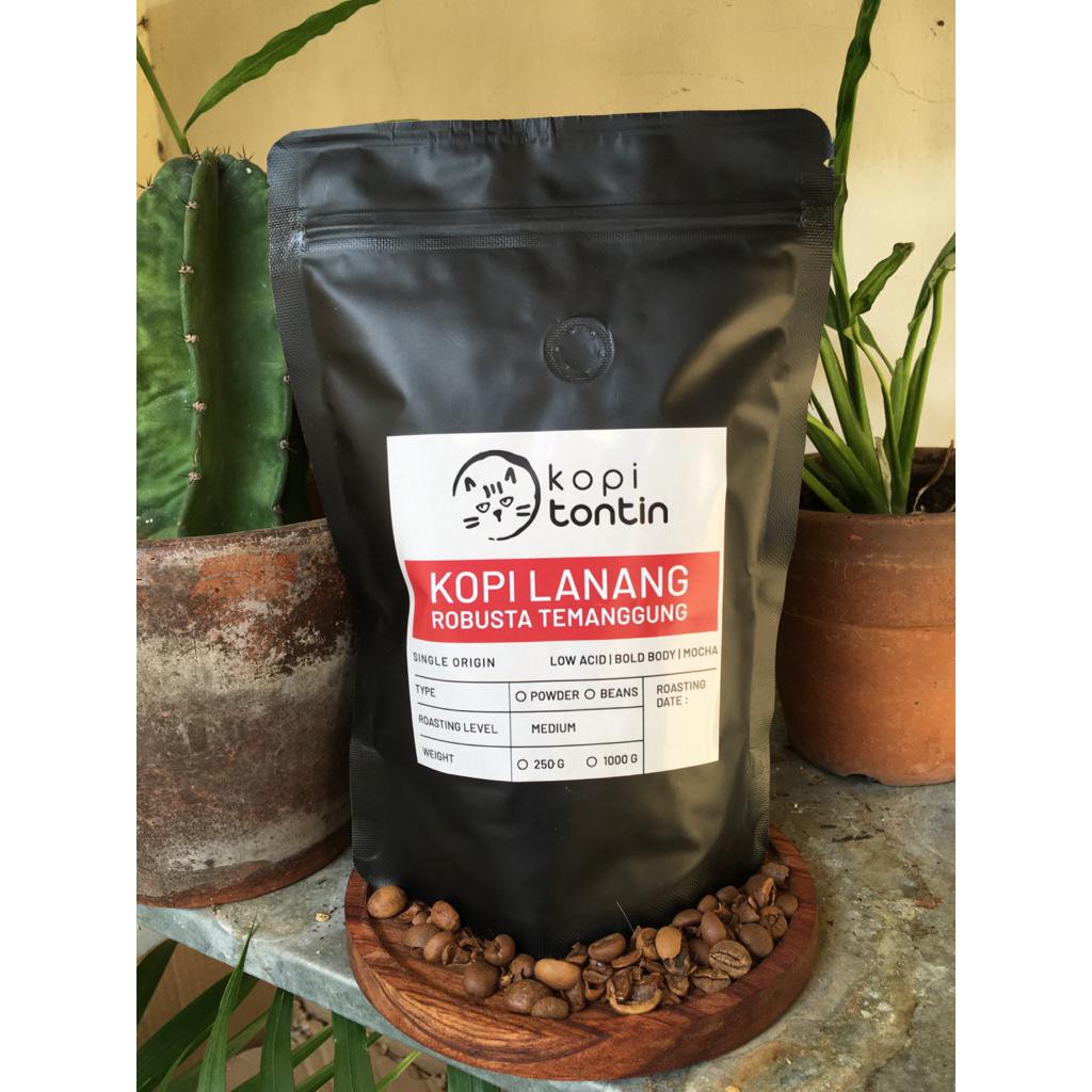 

Kopi Tontin: Robusta Lanang Temanggung Bubuk dan Biji Medium Roasted 100% kopi