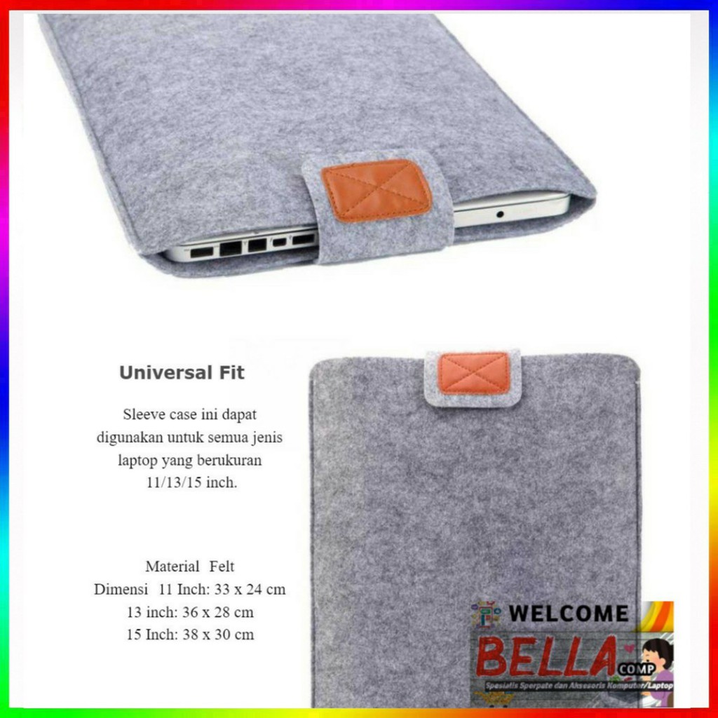 Rhodey Soft Sleeve Case For Laptop/macbook 11 inch 13 inch 15 inch-GRAY-TAS LAPTOP MURAH