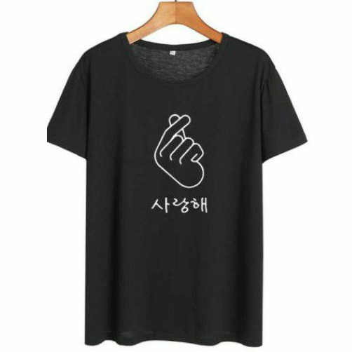 Baju Kaos Saranghae Finger Korean style /  bts nct blackpink