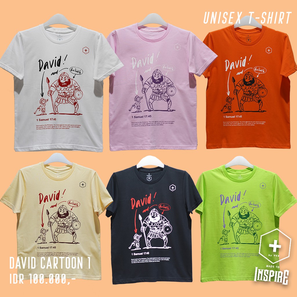 T SHIRT UNISEX DAVID CARTOON 1 TANGAN  PENGHARAPAN  