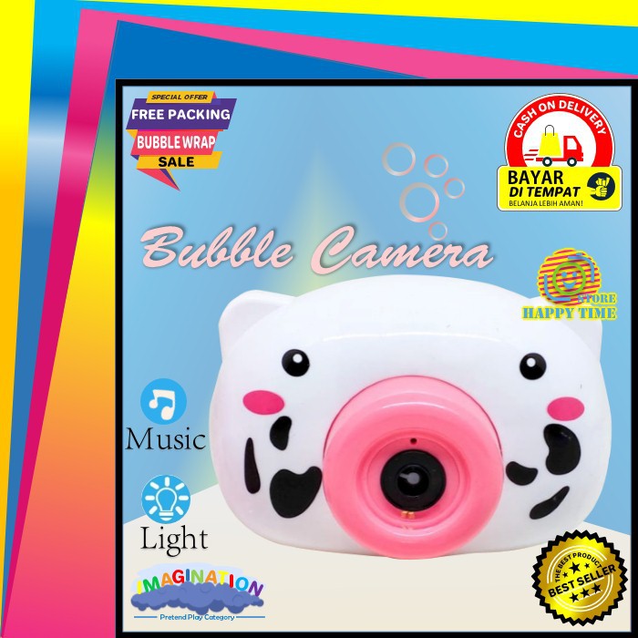 Kamera Buble Bubble Mainan Anak Gelembung Sabun Camera Elektrik Bubble Sapi Cow Animal Kado