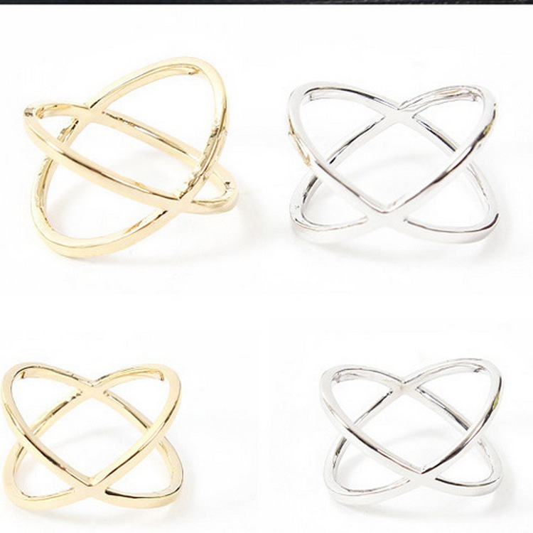 XINGX Anda X lintas tiga dimensi berongga cincin perhiasan Korea perempuan bersama telunjuk cincin B