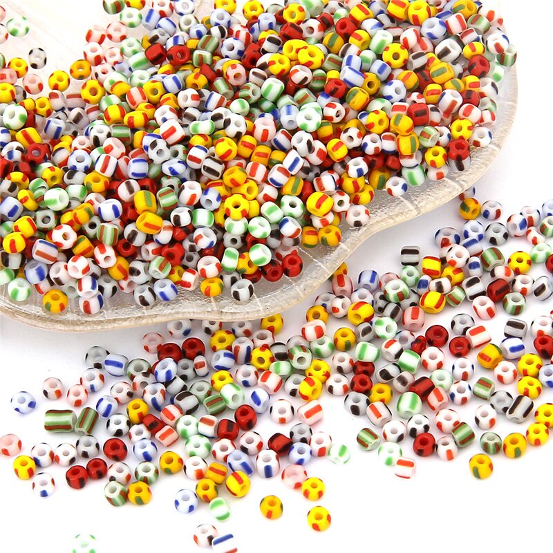 20g 650Pcs 3mm Stripe Czech Glass Seed Spacer Beads Austria Crystal Round Beads For Kids Jewelry Craft DIY Garment Deco