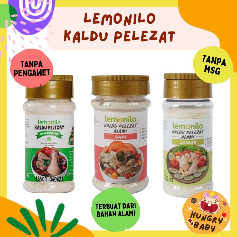 Lemonilo Kaldu Pelezat NON MSG 80 gram / Bumbu Penyedap Rasa MPASI / Ayam Kampung Organik Sapi Jamur