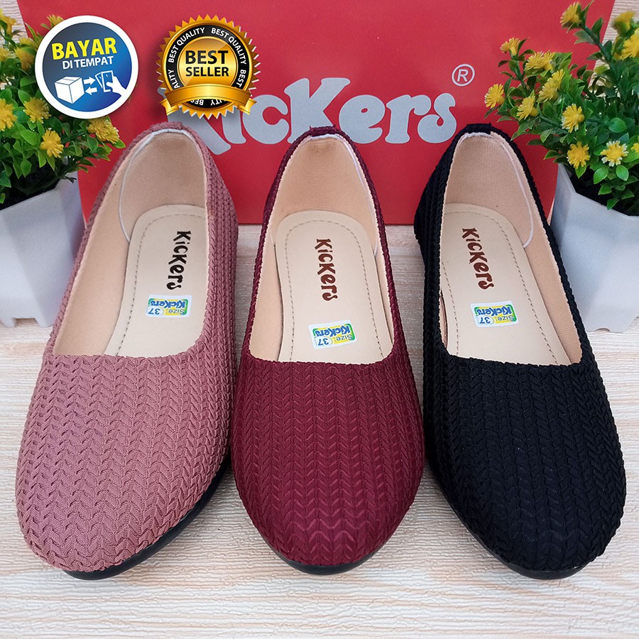 PROMO SHOPEE MALL GREAT SALE MURAH LEBAY  SEPATU WANITA DEWASA BALET RAJUT KICKERS / YUMNASTORE