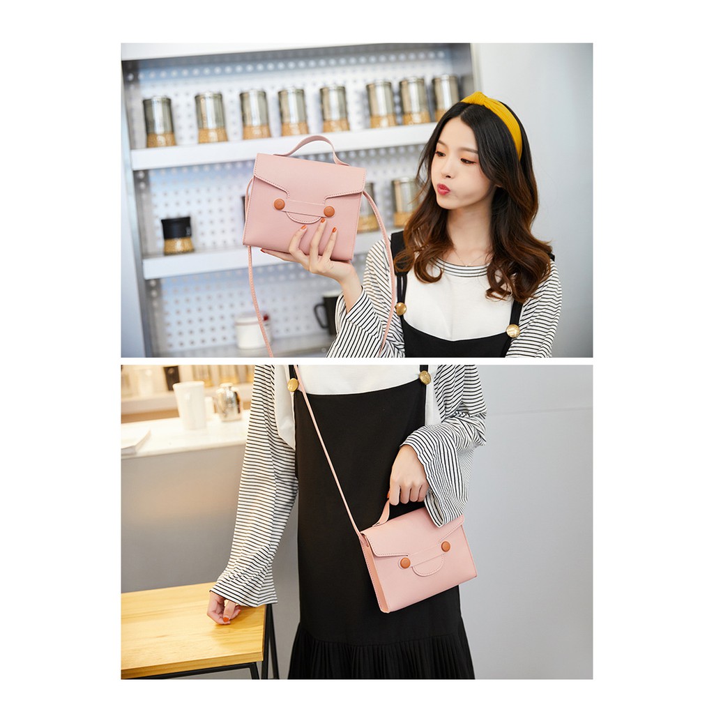 PU Leather Tas Wanita tas selempang Sling Bag Retro Pastel Color