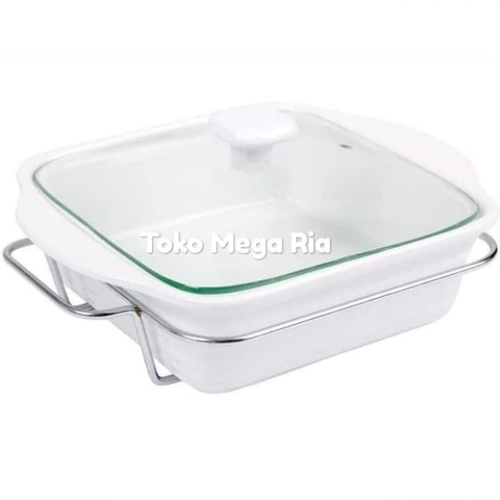 Saji | Mangkok Saji Basi Penghangat Segi 8,5Inc Keramik - Putih