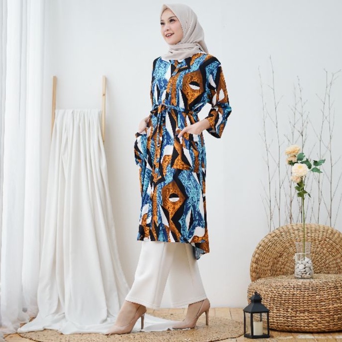 Shaina Abstrak - TUNIK MUSLIM JUMBO BUMIL BUSUI RAYON LEBARAN