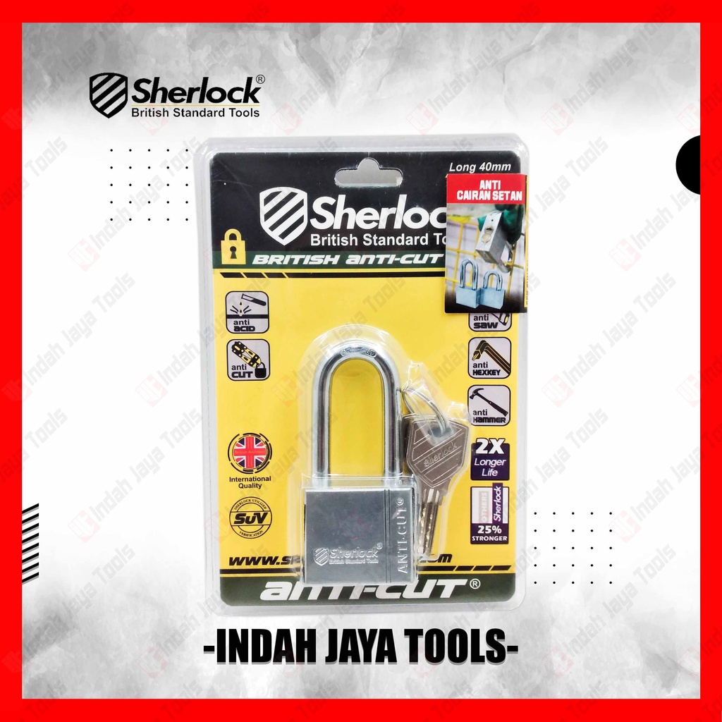 SHERLOCK ANTI CUT Gembok 40 mm Anti Cut Drill Saw Cairan Motor Rumah