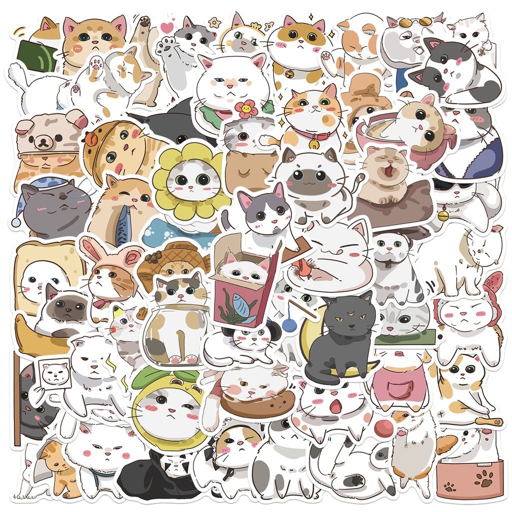 62pcs / set Stiker Graffiti Kucing Jepang Anti Air Untuk Dekorasi Case Troli / Diary Diy