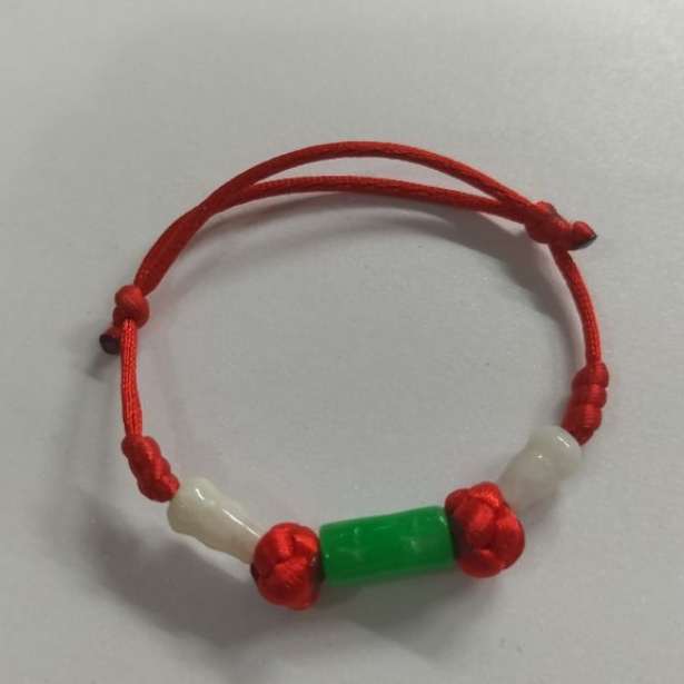 Gelang Giok Asli Bambu Hijau mix Giok Labu/Holo