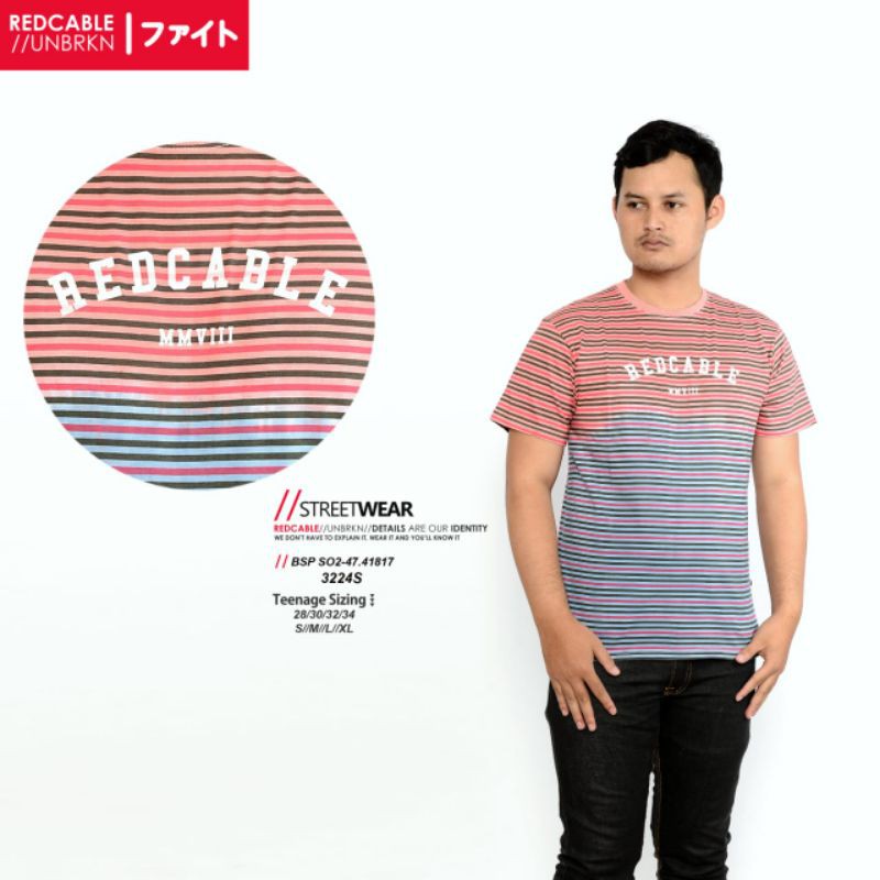 kaos distro original RED CABLE motif salur washing