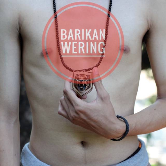 Kalung batu obsidian tasbih tasbih bandul ukir macan