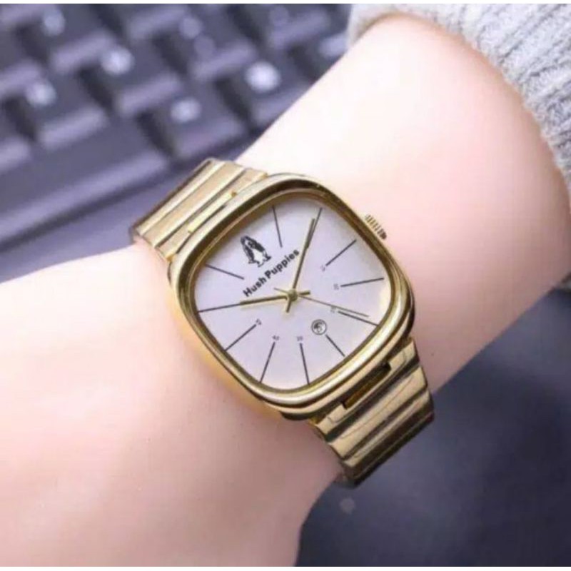 Jam Tangan Wanita Fashion Model Kotak Rantai Stainless Tanggal Aktif HP Kotak