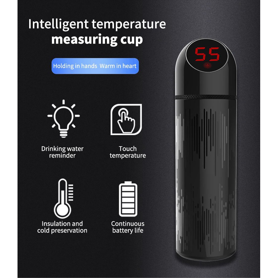 CROOR CR10 - Botol Termos Smart Insulation Vacuum LED Display 500ml - Botol Thermos dengan LCD 500ml