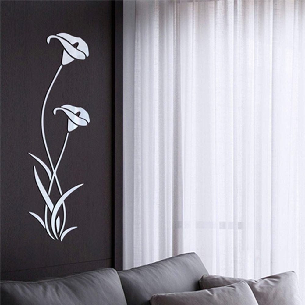 Solighter Morning Glory Mirror Wall Stiker Cermin Kombinasi Ruang Tamu Kamar Tidur Mandi Mini Sticker Cermin 3D Removable Mirror Sticker Wallpaper Cermin Reflektif