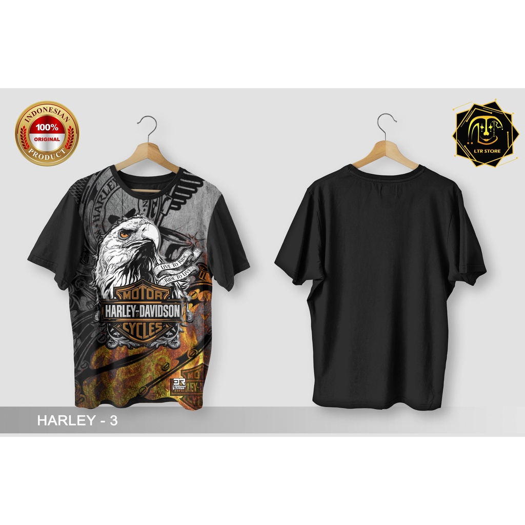 [ BAYAR DI TEMPAT ] BAJU PRINTING GAMBAR HARLEY DAVIDSON 3 - KAOS DISTRO ORIGINAL MOTOR BESAR MOGE M