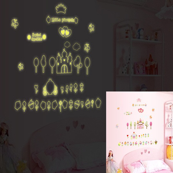 RELIZA Wall Sticker / Stiker Dinding ISTANA KUE CAPCAKE GLOW IN THE DARK LITTLE PRINCESS ABQ9606