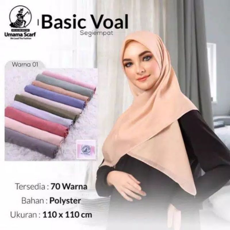 BASIC VOAL SEGI EMPAT/ORI UMAMA/hijab segi empat sekolah voal umama