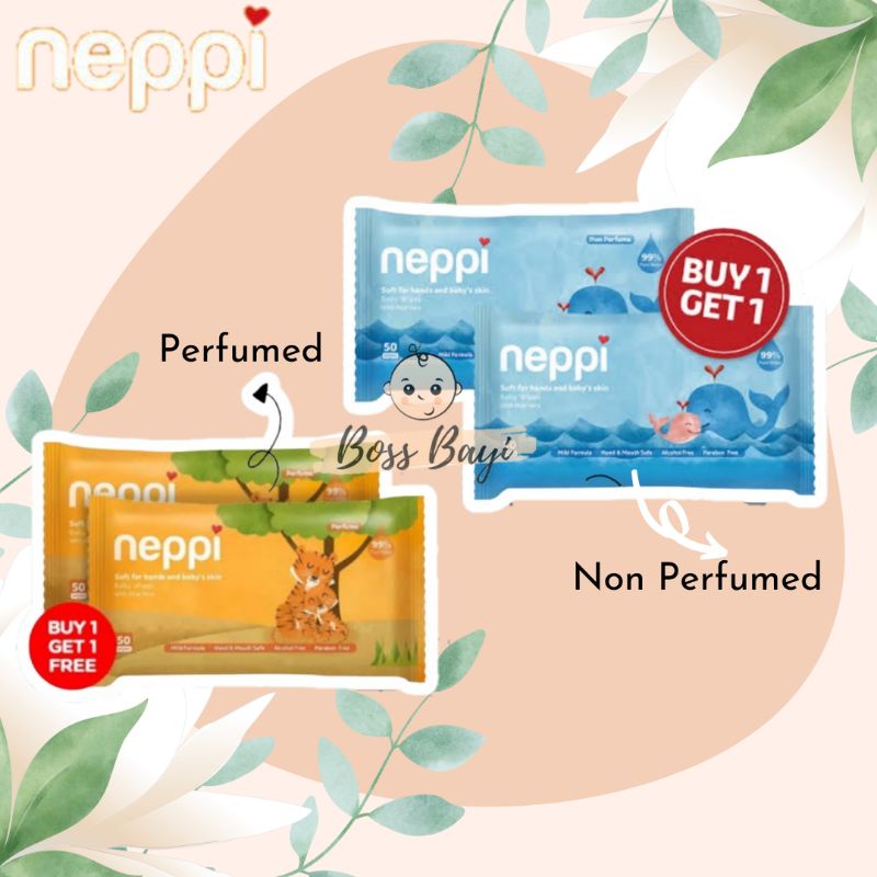 Neppi Baby Wipes Tisu Tissue Basah Bayi Non Perfumed isi 50 promo buy 1 get 1 free