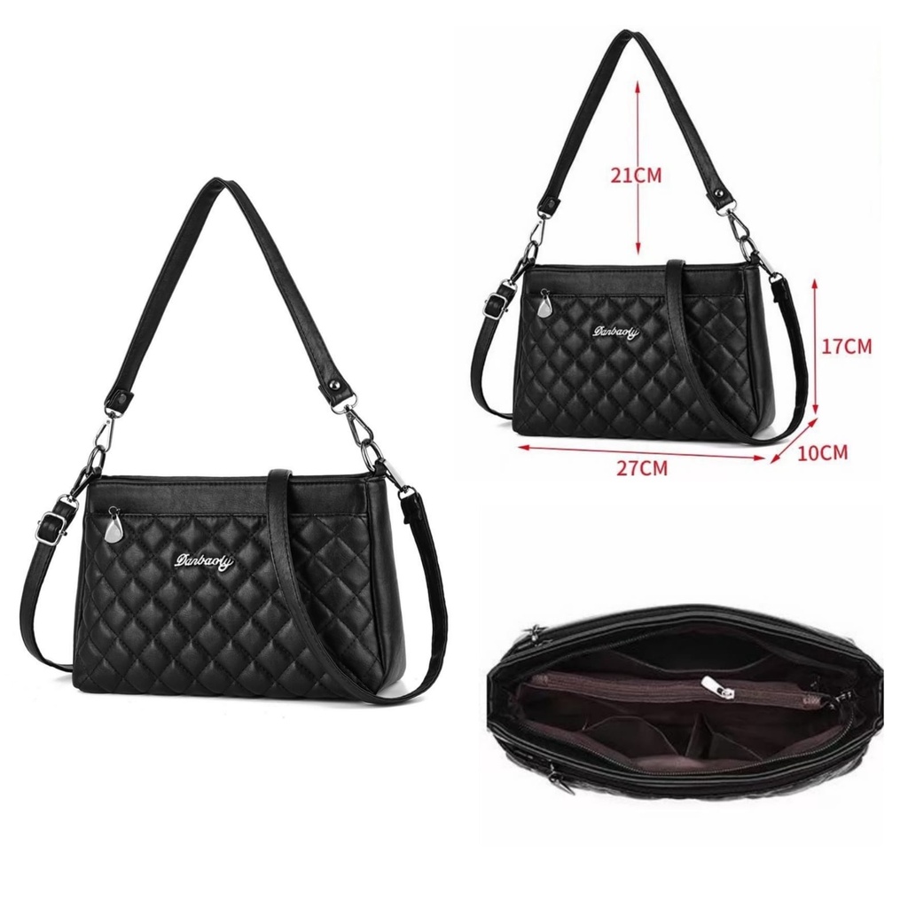 TAS SELEMPANG WANITA PREMIUM IMPORT KULIT HITAM TA561B5 SUSAN SHOULDER SIMPLE SLING BAG CEWEK MURAH BATAM REMAJA KEKINIAN BRANDED