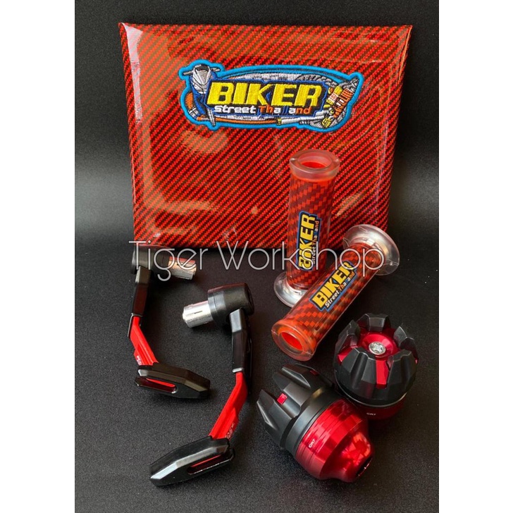 Paketan kulit jok karbon + proguard robot + jalu as roda + handgrip bikers karbon universal