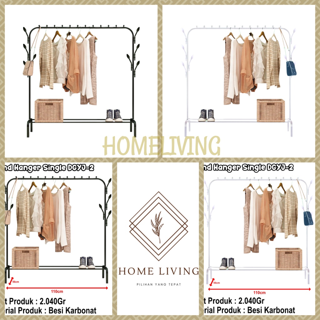 Stand Hanger Gawangan Besi Kuat Gantungan Baju Multifungsi HomeLiving