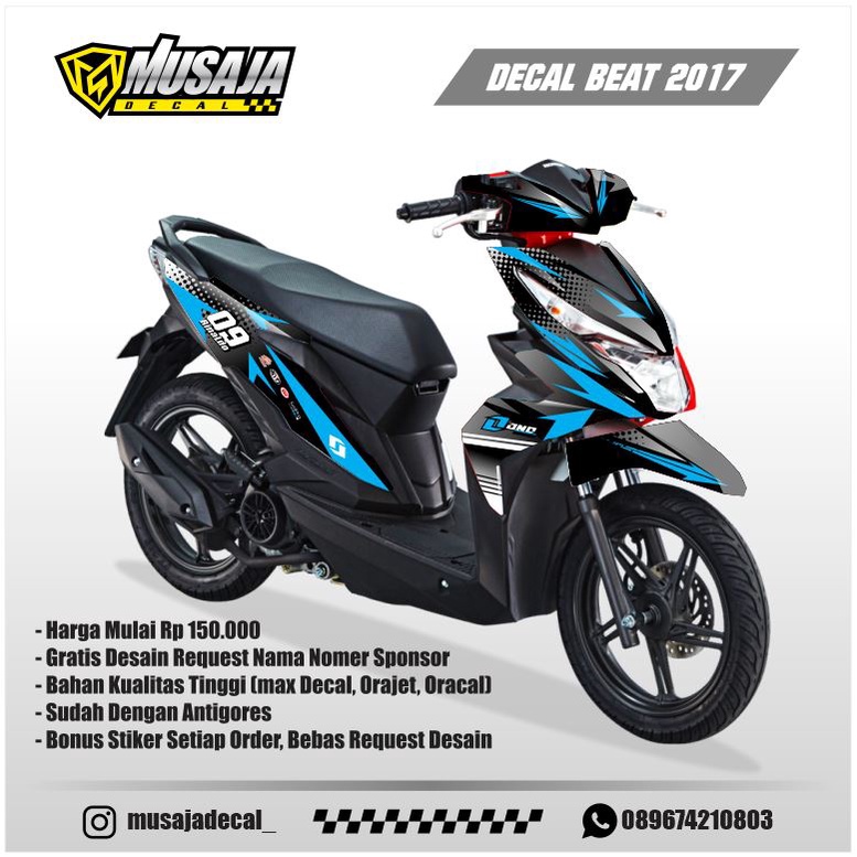 Decal stiker beat 2017 full body road race biru hitam - decal beat 2017 fullbody - stiker motor beat